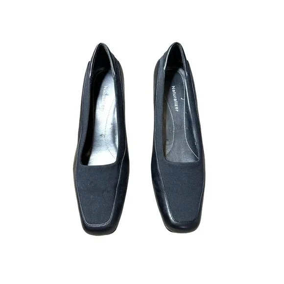 NATURALIZER WOMEN'S BLACK LEATHER AND FABRIC SLIP-ON PUMPS SZ 8.5 - Picture 4 of 7